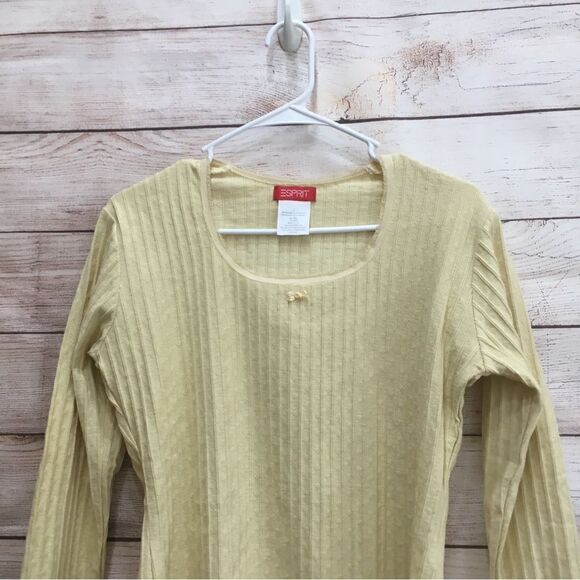 NEW WITH TAGS VINTAGE ESPRIT RIBBED STRETCH KNIT TOP IN YELLOW - Picture 2 of 5